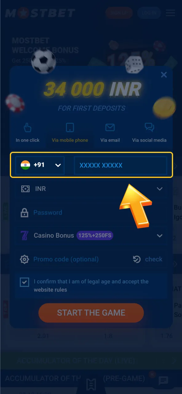 Add contact info to Mostbet form.